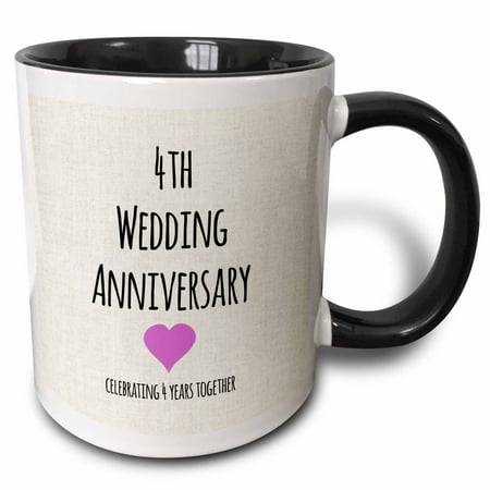 3dRose 4th Wedding  Anniversary  gift  Linen  celebrating 4 