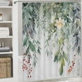 thumbnail image 6 of Chilfamy Leaves Flowers Lace Shower Curtain Set with Hooks, Cloth Fabric Bathroom Decor, 100% Polyester Home Bathtubs Decoration 60x72, 6 of 7