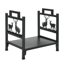 Zimtown Firewood Holder, Wrought Iron Wood Lumber Storage Holder for Fireplace, Heavy Duty Log Storage Bin for Firepit Stove Accessories