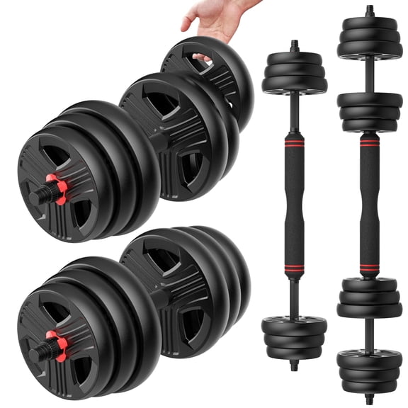 Adjustable Dumbbells, 60lbs Free Weights Dumbbells Convertible 2 in 1 Set Used as Barbell, Kettlebells, A Pair of Lightweight for Home Gym