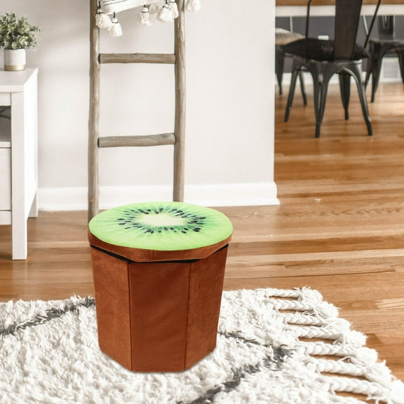 Uonlytech Living Room Cloth Storage Stool Orange Fruit Design 1Pcs