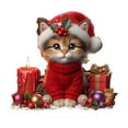 thumbnail image 3 of Christmas Cat 2D Desktop Decoration - Cute Cat-Shaped Office & Home Tabletop Ornament, Festive Christmas Decor for Desk, Shelf, Mantel, Cute Holiday Figurine Gift for Cat Lovers, 7.8in, Red, 3 of 5