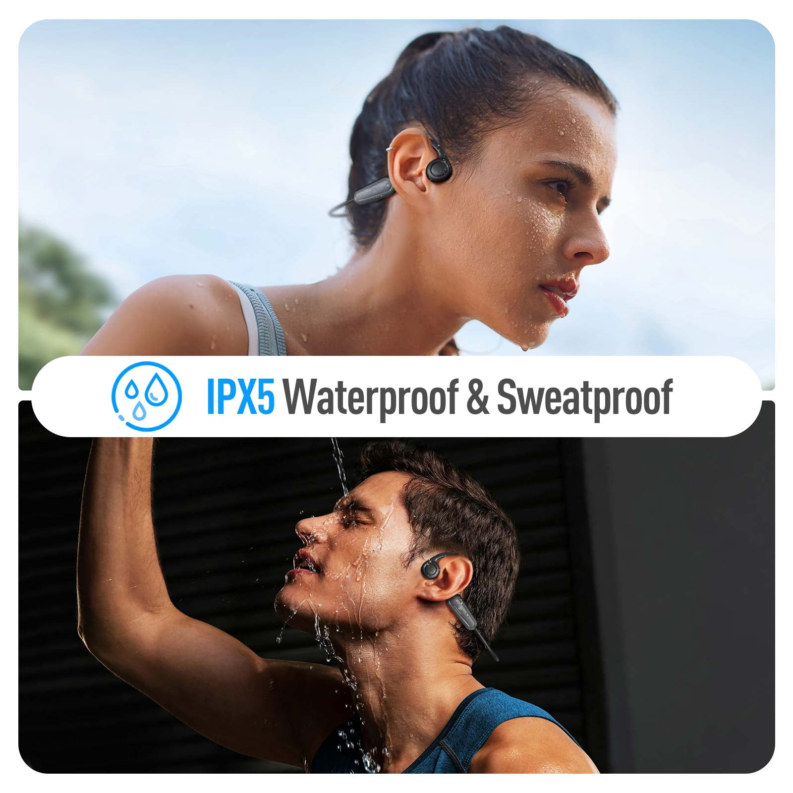 Bone Conduction Headphones, Type-C Bluetooth 5.4 Open Ear Wireless Earphones, IPX5 Waterproof Sports Headset for Gym, Running, Cycling, Hiking, Workouts Built-in HD Microphone