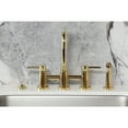 thumbnail image 3 of Kingston Brass KS8282DLBS Concord Two-Handle 4-Hole Deck Mount Bridge Kitchen Faucet with Brass Side Sprayer in Polished Brass, 3 of 8
