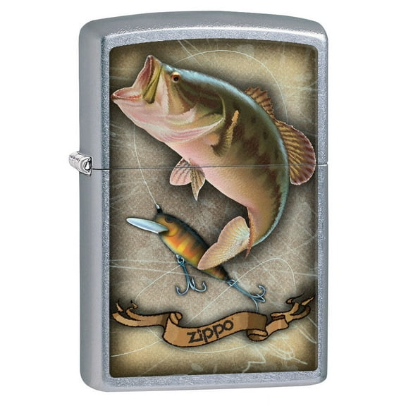 Zippo Lighter: Bass Fishing with Lure - Street Chrome 80472