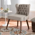 thumbnail image 5 of Scarlett Mid-Century Modern Brown Wood and Light Blue Fabric Upholstered Button-Tufting with Nail Heads Trim 1-Seater Accent Chair Light Blue/Walnut Brown, 5 of 7