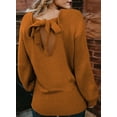 thumbnail image 6 of Asyoly Women Back Knot Sweaters Casual Long Sleeve Solid Color Crewneck Knitted Pullover Trendy Jumper Tops, 6 of 6