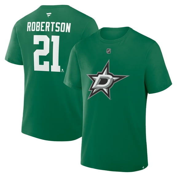 Men's Fanatics Jason Robertson Kelly Green Dallas Stars Authentic Stack Name & Number T-Shirt