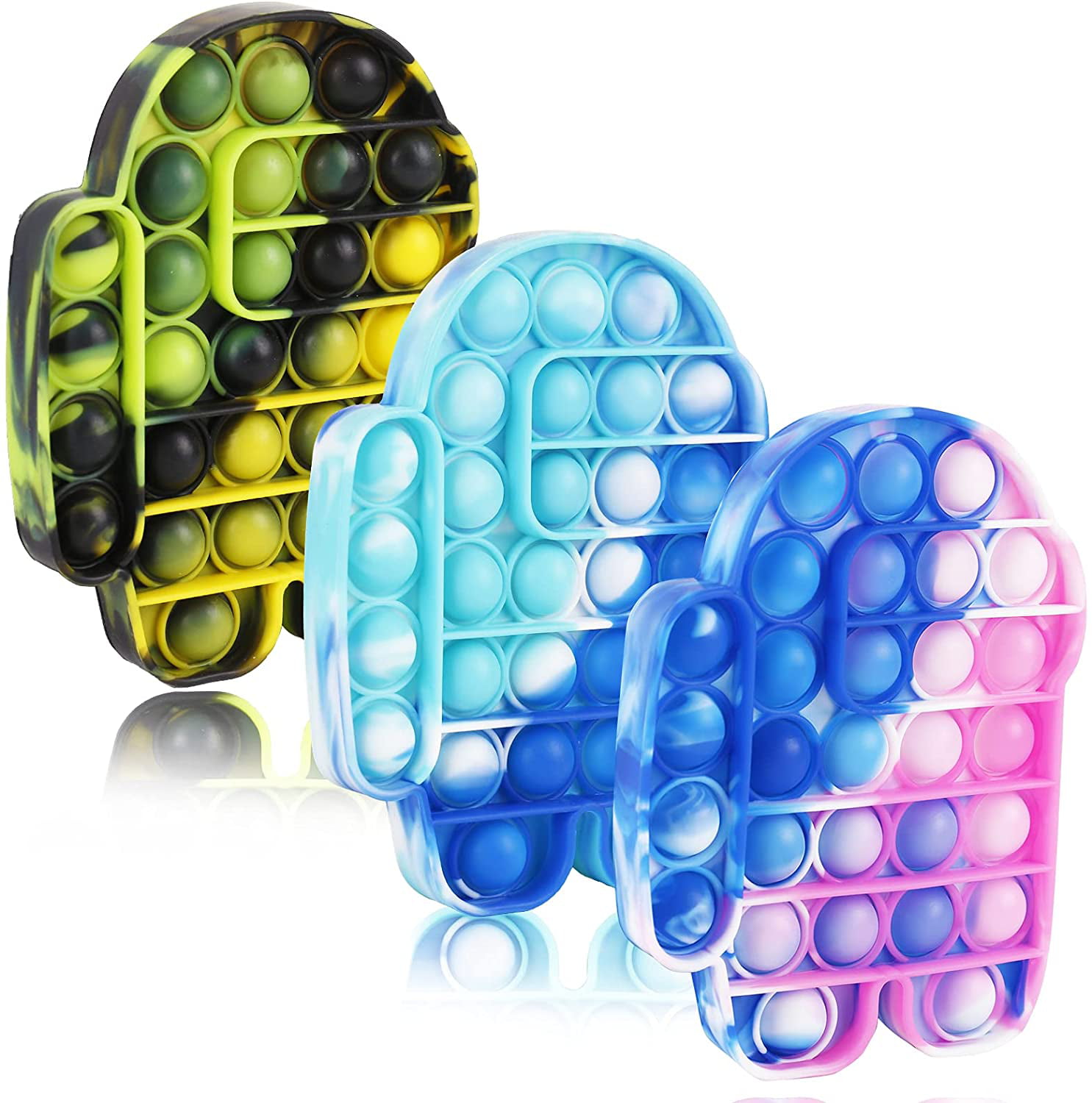 3PCS School Office Push Pop Bubble Sensory Toy Stress Reliever Silicone Squeeze Toy ADHD or Autism Good for Kids with ADD Etc Suitable for Many Occasions,Such as Home 