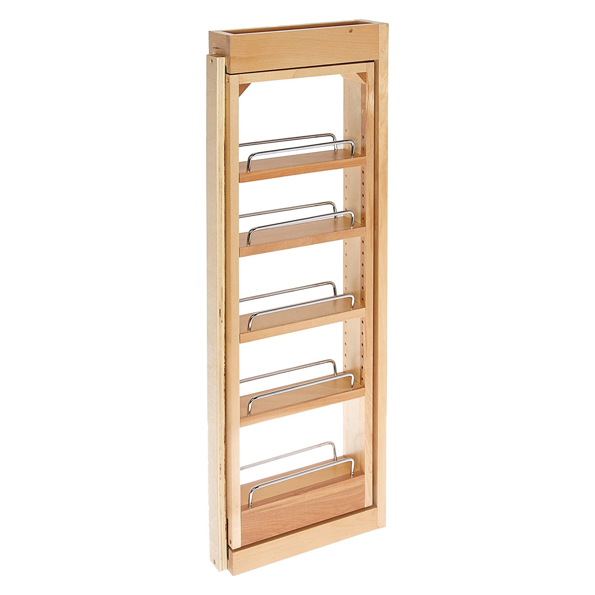 Rev-A-Shelf 22" 3-Tier Wooden Spice Drawer Organizer – Trim-to-Fit For Kitchen Cabinets, Maple Finish