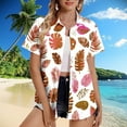thumbnail image 4 of Pantalones Cortos para las Mujeres Sexy, Blusas de Estilo Hawaiano Impreso, Botón Arriba Cuello Turndown Superior, 4 of 5