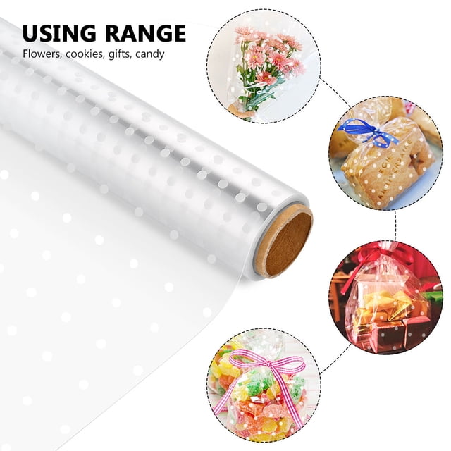 HAMPPLIES Premium Transparent Cellophane Wrapper Roll with Dot and Clear Options for Special Occasion Wrapping
