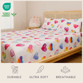 thumbnail image 4 of CGK Linens Soft & Vibrant Kids Sheet Set - Twin XL Size, Watercolor Hearts, 4 of 6