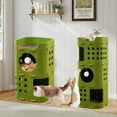thumbnail image 5 of Inadays Cat House for Indoor Cats, 2-Storey Cozy Felt Cat Bed Cave with Tunnel Hideaway, Large Multi-Cat Condo for Rest & Play, Green, 5 of 8
