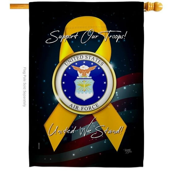 Breeze Decor H108647-BO 28 x 40 in. Support Air Force House Flag with Armed Forces Double-Sided Decorative Vertical Flags Decoration Banner Garden Yard Gift
