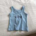 thumbnail image 3 of Top corto sexy para mujer, camiseta sin mangas elástica para mujer, camiseta sin mangas con letras de verano 2022, camiseta deportiva para niñas, 3 of 5