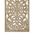 thumbnail image 4 of DecMode Brown Wood Handmade Intricately Carved Floral Wall Decor, 4 of 7