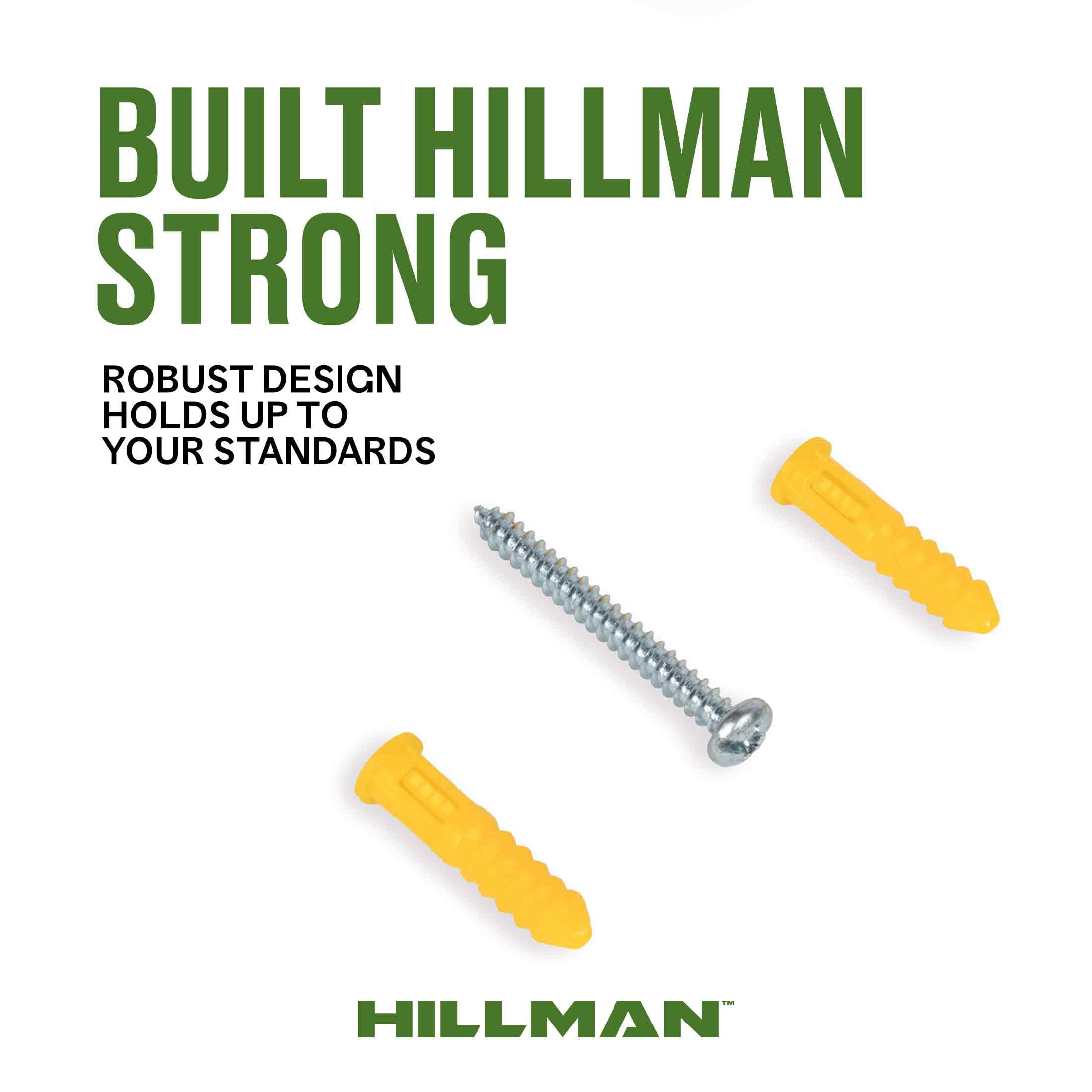 (3 pack) Hillman Multi-Material Ribbed Anchor Screws, #4-6 x 7/8", Plastic and Steel, 10 lbs, Yellow, 40 sets