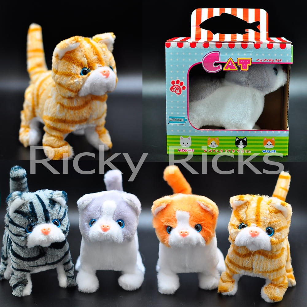 Walking Cat Toy Plastic Kitty With Realistic Sounds Furry Cute