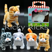 Walking Cat Toy Plastic Kitty With Realistic Sounds Furry Cute Mechanical Plush Christmas Gift