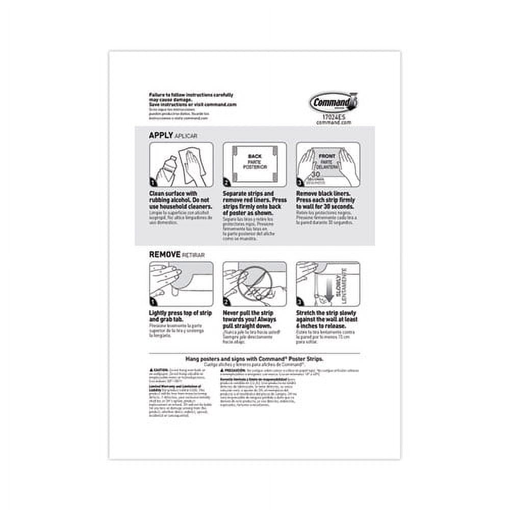 Poster Strips, Removable, Holds Up To 1 Lb Per Pair, 0.63 X 1.75, White, 4/pack, 100 Packs/carton | Bundle of 5 Cartons