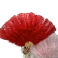 thumbnail image 2 of Customized 100*60CM Red Ostrich Feather Fan 13 Bones Wedding Foldable HandHeld Fans Stage Performance Props, 2 of 7