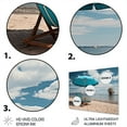 thumbnail image 3 of Designart "Chair Monochrome Blue Beach art painting II" Nautical & Beach Metal Wall Decor, 3 of 5
