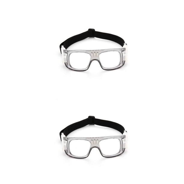 Minnieouse Gafas para hombre, gafas protectoras portátiles antivaho, reutilizables, lavables, gafas de Lacrosse, gafas con correa elástica, gris claro 2piezas