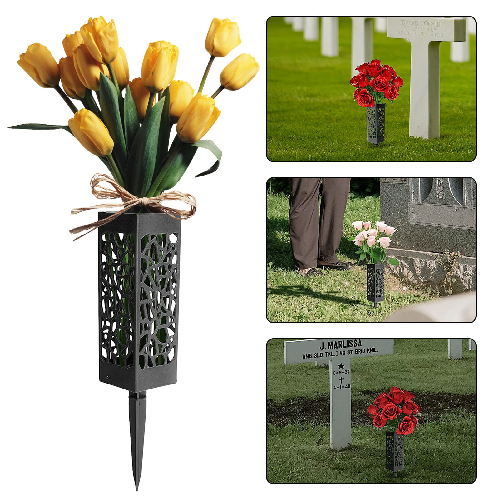 Hldm Cemetery Vase Rubber Inserts, Cemetery Flowers Holder for Keeping Bouquets