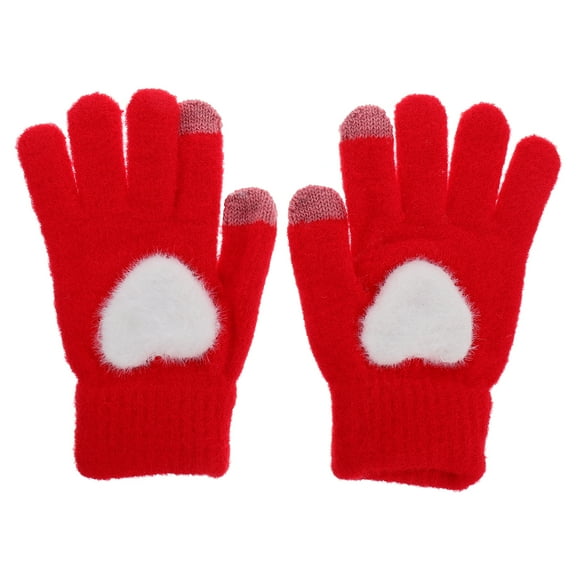 STRANDCHIC Heart-shaped Knitted Gloves Red 1 Pair Simple and Fashionable Elements