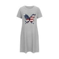 thumbnail image 4 of Aobny Night Gowns Women Lightweight Patriotic Short Sleep Dresses Short Sleeve Gray Women's Loungewear Sets,L, 4 of 5