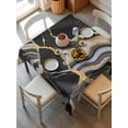 thumbnail image 6 of Black Marble Table Cloth, Grey Gold Texture Vintage Farmhouse Art Waterproof Tablecloth for Square Tables, Reusable Washable Fabric Table Cover for Restaurant Kitchen Dining Tables 60"x60", 6 of 6