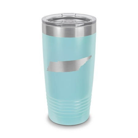 

Tennessee Shaped Tumbler 20 oz - Laser Engraved w/ Clear Lid - Stainless Steel - Vacuum Insulated - Double Walled - Travel Mug - tn - Light Blue