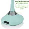 thumbnail image 3 of Ovente 6" Lighted Tabletop Mirror, 1X & 5X Magnifier, Adjustable Spinning Double Sided Round LED, Built-in Wireless Speaker and MP3 Audio, Rechargeable, USB Operated, Blue MRT06BL1X5X, 3 of 11