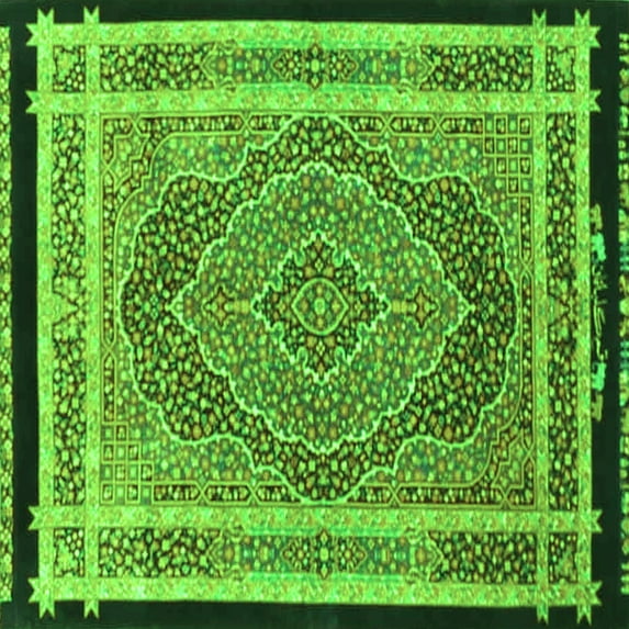 Ahgly Company Indoor Square Persian Green Traditional Area Rugs, 8' Square