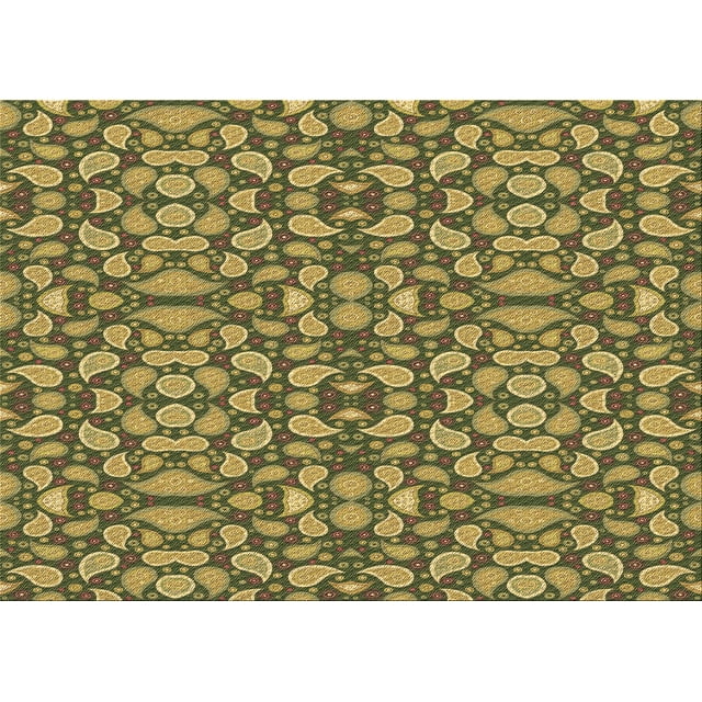 Ahgly Company Machine Washable Indoor Rectangle Transitional Antique Bronze Green Area Rugs, 8' x 10'