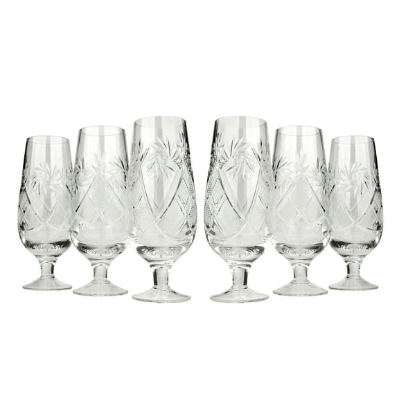 Elegant and Modern Russian Cut Crystal Glassware for Hosting Parties and Events - 5.7oz, Goblet, Set of 6