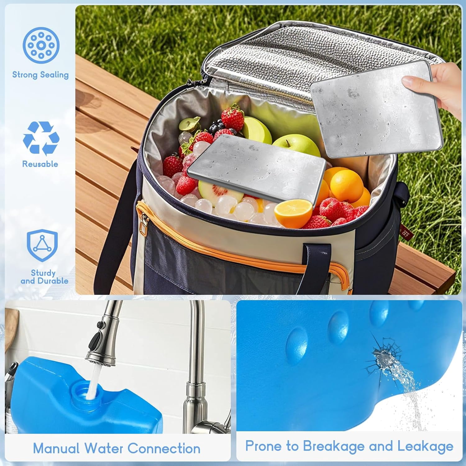 2PCS Ice Packs for Lunch Boxes, Reusable Stainless Steel Ice Packs, No Water Needed, for Coolers, Camping, and Picnic Baskets Metal Bento Box Ice Packs Keep Food and Drinks Fresh and Cool