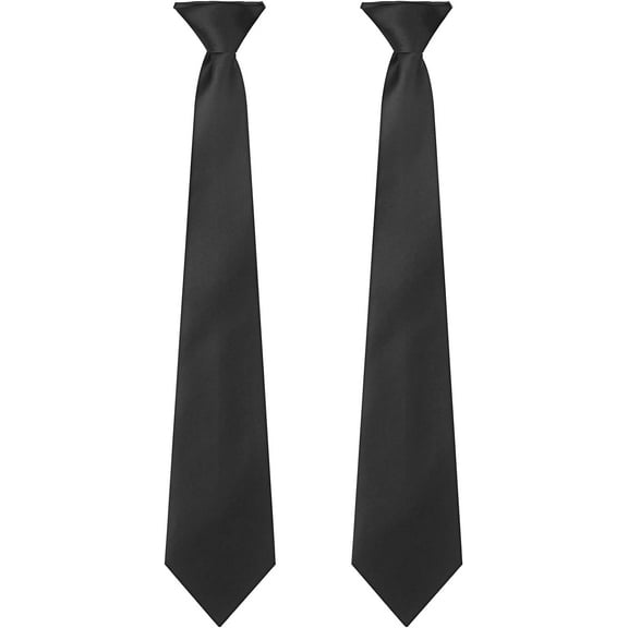 2 Pieces Men's Clip on Ties 20 Inches Solid Color Clip on Ties Pre Tied Neckties for Office School Uniforms