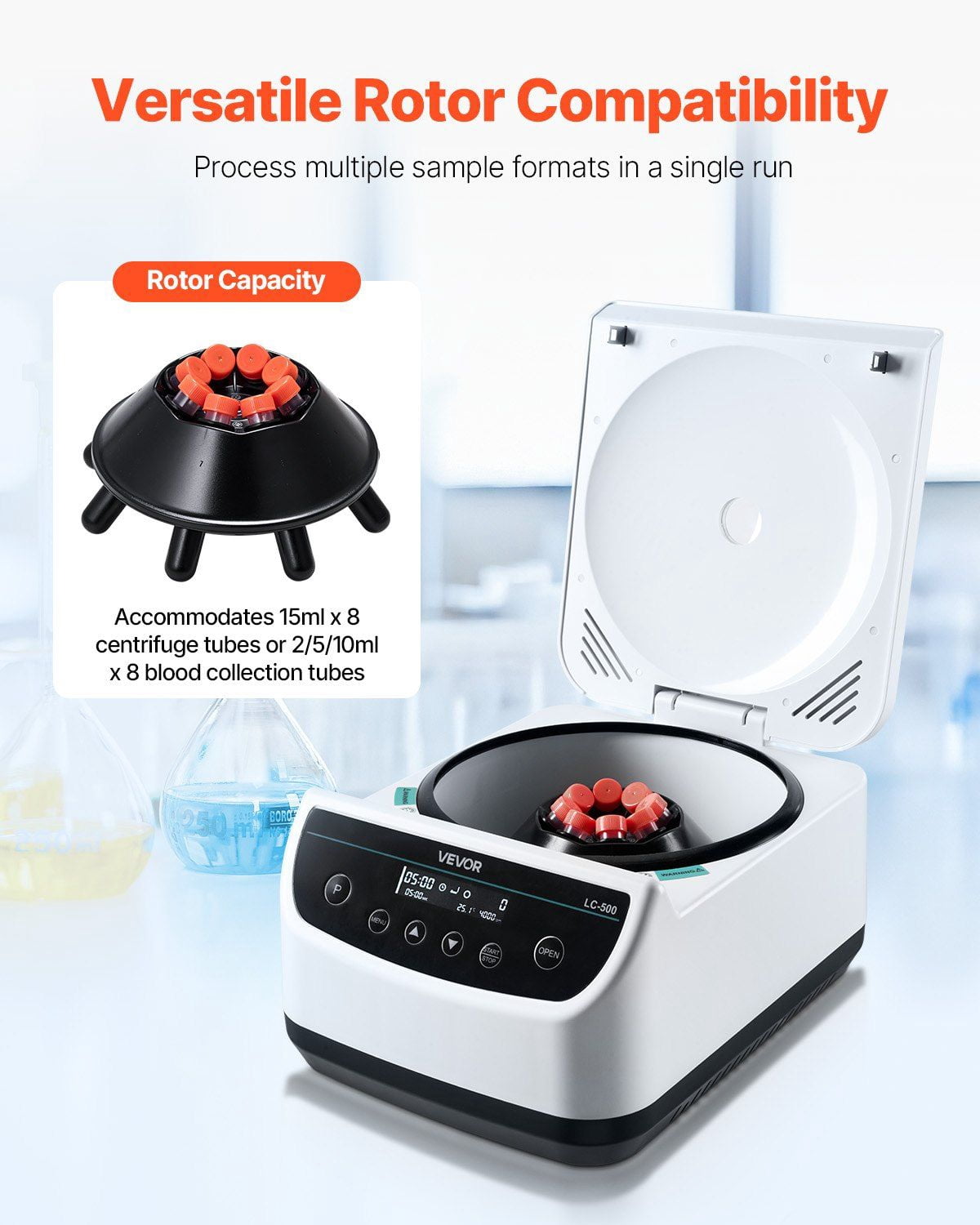 Centrifuge Machine 2/5/10/15ml Low Speed 500-4000rpm with 1 Rotor and Timer