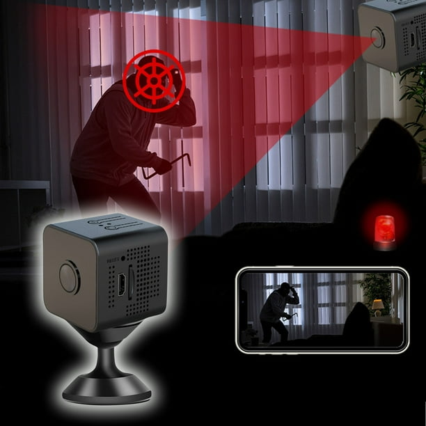Fiudx Mini Cámara Wifi, Video En Vivo Hd 1080P, Alertas de Detección de Movimiento, Visión Nocturna para Oficina En Casa, Vigilancia de Seguridad Inalámbrica, Reproducción Remota, Fácil Configuración