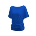 thumbnail image 6 of Womens Short Sleeve Boat Neck Side Shirring Dolman Drape Top, 6 of 6