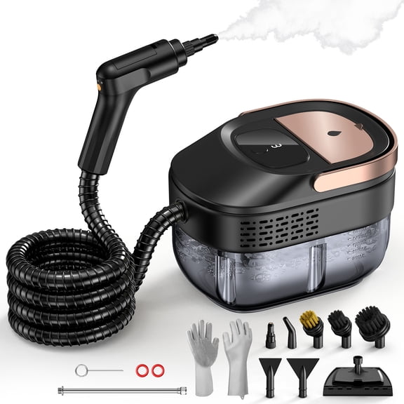 VASG Steam Cleaner, Portable Steamer for Cleaning, 15s Heat-Up, 1.6L Large Tank & 15 Accessories, Handheld Steam Cleaner for Home, Car, Tile, Grout & Furniture (Black)