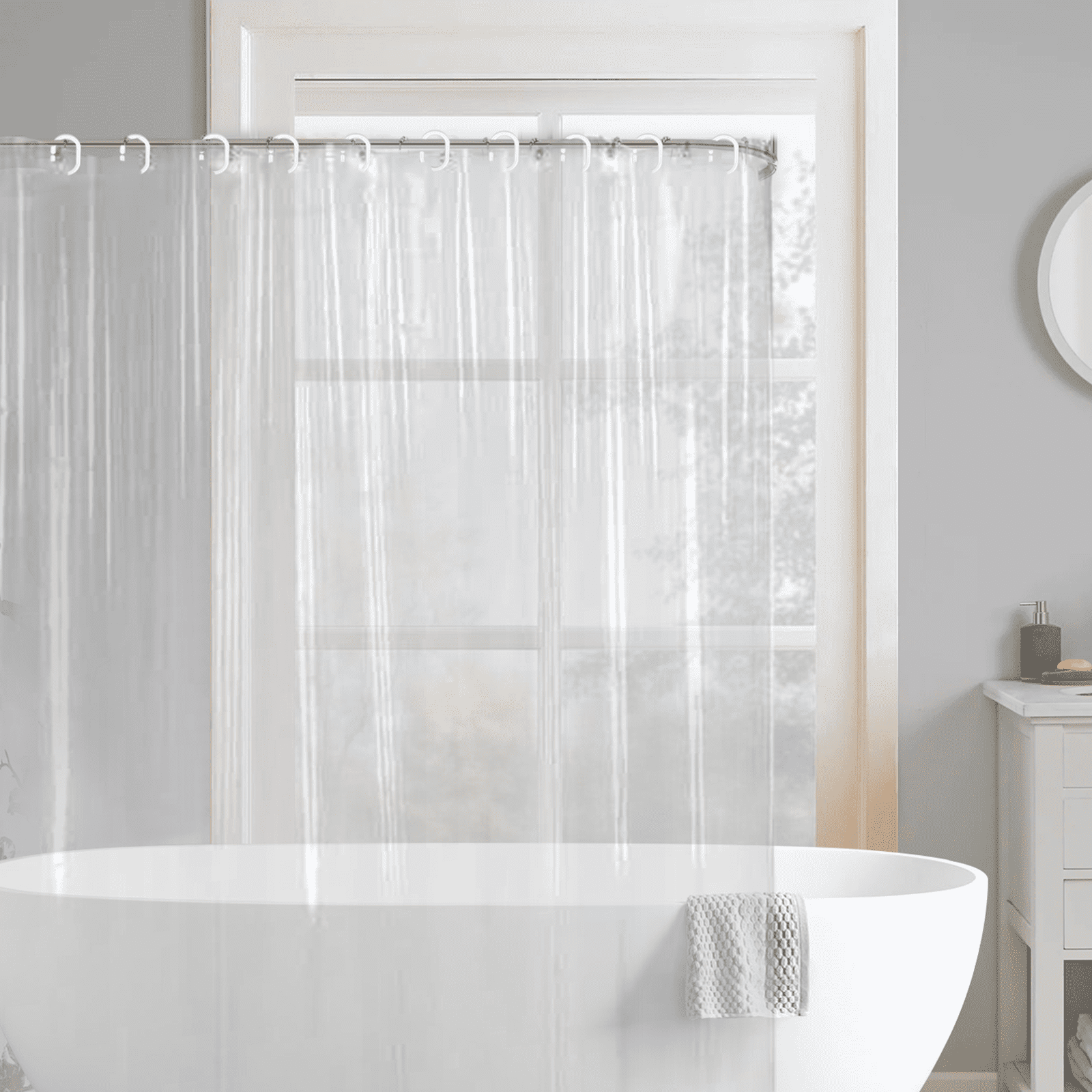 Dznils Extra Long Clear PEVA Shower Curtain Liner with Hooks Mildew Resistant, 72" W x 78" H, 2 Pack