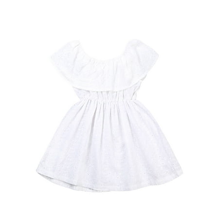 

Pudcoco Girl Summer Lace Off Shoulder Ruffles Wedding Party Beach Dresses