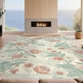 thumbnail image 2 of Design&I 9'x12' Washable Area Rug Giant Skid-Resistant Vibrant Vintage Botanical Toile Wildflower Motifs Trailing Vine for Great Room, Large Living, 2 of 7