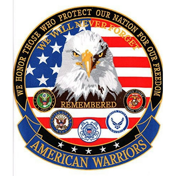 American Warriors Remembered Embroidered Biker Patch Iron or Sew HLPM8356
