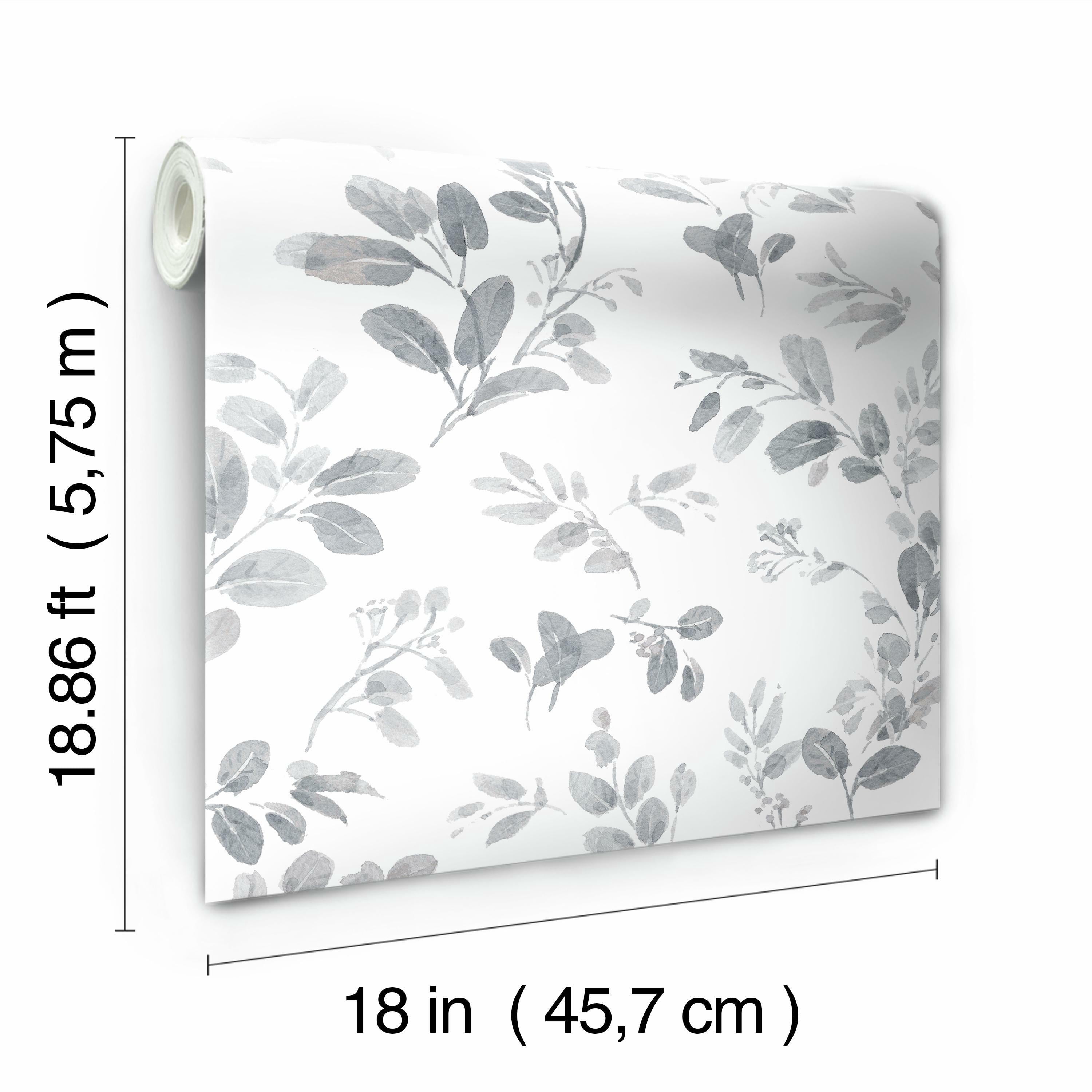 RoomMates Gray, Lisa Audit Dancing Leaves Peel & Stick Wallpaper 20.5 inches