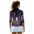 thumbnail image 3 of Aplkyhs Ghost Flower Women Sport Cloth Athletic 3/4 Sleeve Shirts Halloween Soft and Comfortable with Collar Shirt Fit Plain Machine Washable for Golf,Tennis,Hiking,Running,Gym, 3 of 7