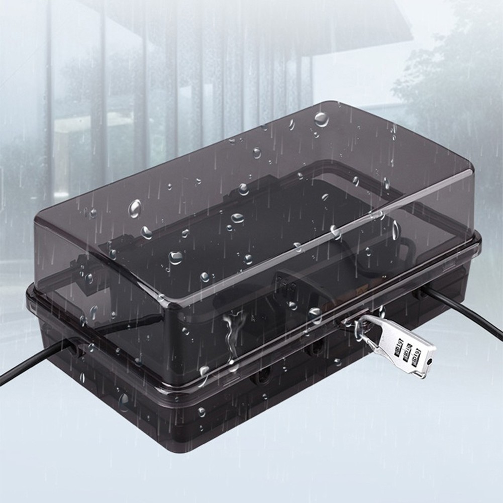 AFQH Waterproof Large Outdoor Electrical Box Lockable Weatherproof Outdoor Extension Cord Cover Protect Outlet Plug Socket